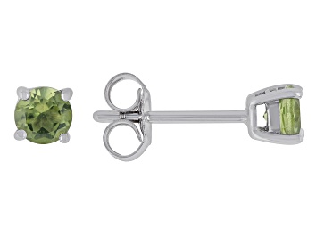 Picture of Green Peridot Rhodium Over 10k White Gold Childrens Stud Earring 0.51ctw