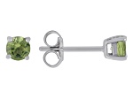 Green Peridot Rhodium Over 10k White Gold Childrens Stud Earring 0.51ctw