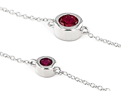 Red Lab Created Ruby Rhodium Over Sterling Silver Mother and Daughter Bracelet Set 1.12ctw