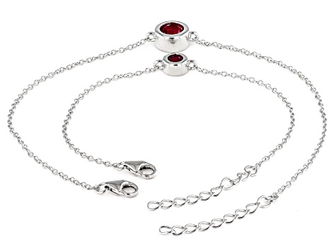 Red Lab Created Ruby Rhodium Over Sterling Silver Mother and Daughter Bracelet Set 1.12ctw