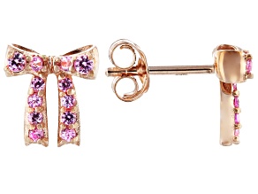 Pink Sapphire 10k Rose Gold Bow Stud Earrings .18ctw