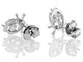 White Zircon Rhodium Over 10k  White Gold Ladybug Childrens Stud Earrings 0.20ctw