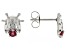 Red Ruby Rhodium Over 10k White Gold Ladybug Childrens Stud Earrings 0.20ctw