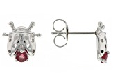 Red Mahaleo® Ruby Rhodium Over 10k White Gold Ladybug Childrens Stud Earrings 0.20ctw