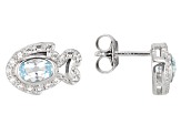 Sky Blue Topaz Rhodium Over Silver Childrens Fish Earrings 1.09ctw