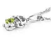 Green Peridot Rhodium Over Sterling Silver  Childrens Monkey Pendant With Chain 0.15ct