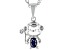 Blue Lab Created Sapphire Rhodium Over Sterling Silver Childrens Monkey Pendant With Chain 0.15ct