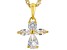 White Lab Created Sapphire 18k Gold Over Sterling Silver Childrens Cross Pendant Chain 0.86ctw