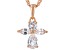 White Lab Created Sapphire 18k Rose Gold Over  Silver Childrens Cross Pendant Chain 0.86ctw