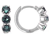 Blue Lab Alexandrite Rhodium Over 10k White Gold 3-Stone Children's Hoop Earrings 0.41ctw