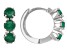 Green Emerald Rhodium Over 10k White Gold 3-Stone Children's Hoop Earrings 0.37ctw