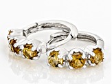 Yellow Citrine Rhodium Over 10k White Gold 3-Stone Childrens Hoop Earrings 0.41ctw