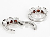 Red Garnet Rhodium Over 10k White Gold 3-Stone Childrens Hoop Earrings 0.46ctw