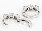 White Zircon Rhodium Over 10k White Gold 3-Stone Childrens Hoop Earrings 0.50ctw