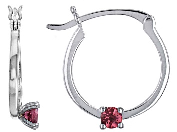 Picture of Red Ruby Rhodium Over 10k White Gold Childrens Earrings 0.09ctw