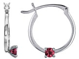 Red Ruby Rhodium Over 10k White Gold Childrens Earrings 0.09ctw