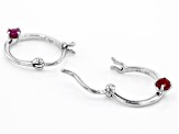 Red Ruby Rhodium Over 10k White Gold Childrens Earrings 0.09ctw