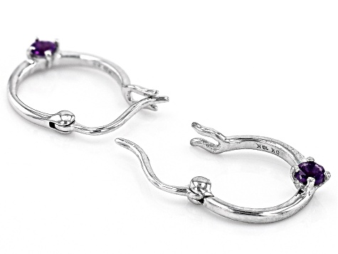 Purple Amethyst Rhodium Over 10k White Gold Childrens Earrings 0.07ctw