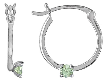 Picture of Green Peridot Rhodium Over 10k White Gold Childrens Earrings 0.07ctw