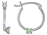 Green Peridot Rhodium Over 10k White Gold Childrens Earrings 0.07ctw