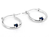 Blue Sapphire Rhodium Over 10k White Gold Childrens Earrings 0.07ctw