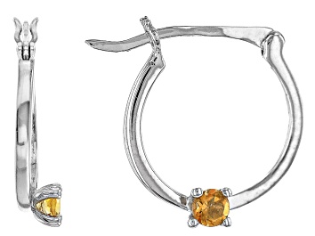 Picture of Yellow Citrine Rhodium Over 10k White Gold Childrens Earrings 0.07ctw