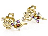 Multicolor Multi Gemstone 18k Yellow Gold Over Sterling Silver Childrens Ballerina Earrings 0.19ctw