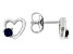 Blue Lab Created Sapphire Rhodium Over Silver Childrens Heart Earrings .14ctw