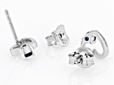 Blue Lab Created Sapphire Rhodium Over Silver Childrens Heart Earrings .14ctw