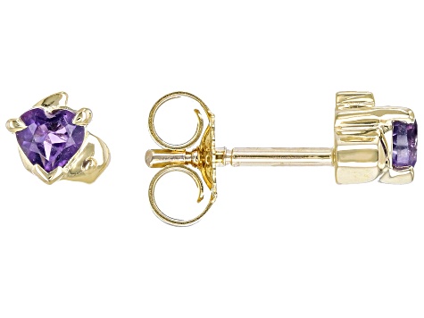 Purple Amethyst 10K Yellow Gold Bird Earrings 0.16ctw