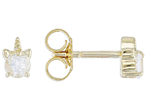 White Topaz 10k Yellow Gold Unicorn Earrings 0.24ctw