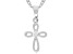 White Lab Created Sapphire Rhodium Over Sterling Silver Children's Cross Pendant/Chain .06ct