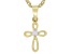 White Lab Created Sapphire 18k Yellow Gold Over Sterling Silver Children's Cross Pendant/Chain .06ct