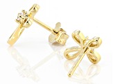 White Lab Created Sapphire 18k Yellow Gold Over Silver Children's Cross Stud Earrings .07ctw