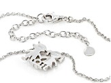 White Lab Created Sapphire Rhodium Over Sterling Silver Children's Necklace .03ct