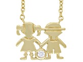 White Lab Created Sapphire 18k Yellow Gold Over Sterling Silver Children's Necklace .03ct