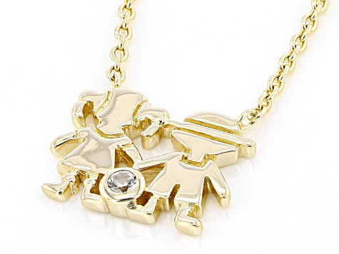 White Lab Created Sapphire 18k Yellow Gold Over Sterling Silver Children's Necklace .03ct