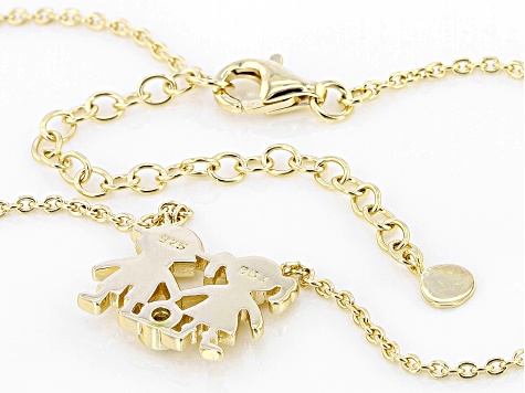 White Lab Created Sapphire 18k Yellow Gold Over Sterling Silver Children's Necklace .03ct