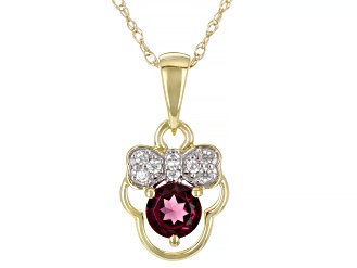 Purple Rhodolite 10k Yellow Gold Childrens Pendant With Chain 0.35ctw