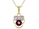 Purple Rhodolite 10k Yellow Gold Childrens Pendant With Chain 0.35ctw