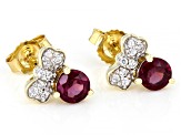 Purple Rhodolite 10k Yellow Gold Children's Earrings 0.70ctw