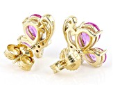 Pink Lab Created Sapphire 10k Yellow Gold Butterfly Children's Earrings 0.92ctw