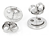 White Lab Created Sapphire Rhodium Over Sterling Silver Children's Smiley Face Stud Earrings .41ctw