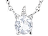 White Topaz Rhodium Over Sterling Silver Children's Unicorn Necklace .26ct