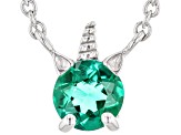 Green Lab Created Emerald Rhodium Over Sterling Silver Children's Unicorn Necklace .26ct