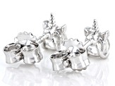 White Topaz Rhodium Over Sterling Silver Children's Unicorn Stud Earrings .51ctw