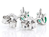 Green Lab Created Emerald Rhodium Over Sterling Silver Children's Unicorn Stud Earrings .37ctw