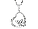 White Zircon Rhodium Over Sterling Silver Children's Elephant Pendant With Chain 0.21ctw
