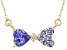 Blue Tanzanite 10k Yellow Gold Children's Bow Necklace 0.83ctw