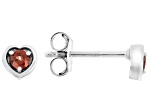 Red Garnet Rhodium Over Sterling Silver Children's Birthstone Stud Heart Earrings 0.14ctw